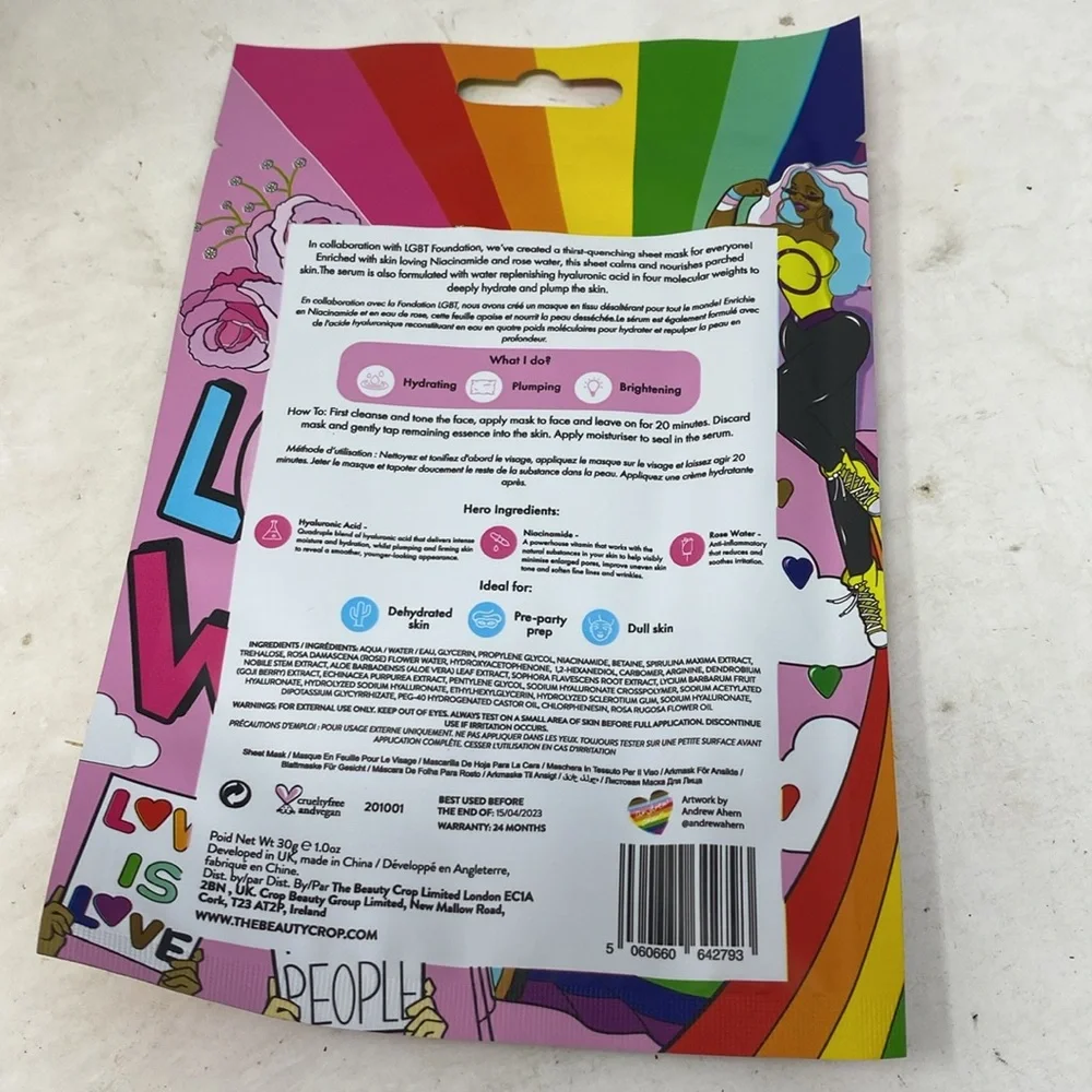 Hydrating Printed Sheet Mask for Face -Love Wins Pride 1 Box (includes 12 Masks)